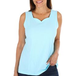Coral Bay Womens Solid Sweetheart Sleeveless Top
