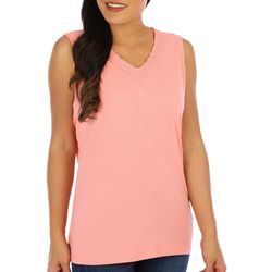 Coral Bay Womens Solid Lace V-Neckline Sleeveless Top