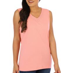Womens Solid Lace V-Neckline Sleeveless Top