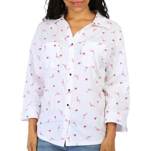 Coral Bay Womens Flamingo Print Knit To Fit