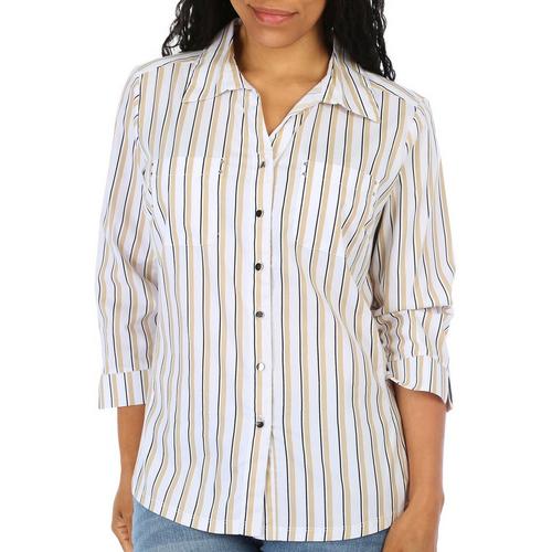 Coral Bay Womens Stripes Knit To Fit 3/4