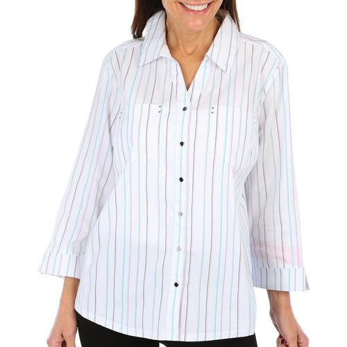 Coral Bay Womens Knit To Fit Stripe 3/4