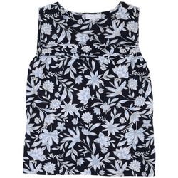 Coral Bay Womens Print Pleated Sleeveless Top