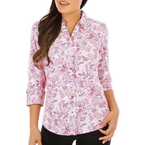 Coral Bay Womens Floral Knit To Fit 3/4