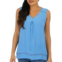 Juniper + Lime Womens Solid Embellished Sleeveless Top
