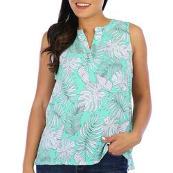 Womens Tropical Fronds Sleeveless Top