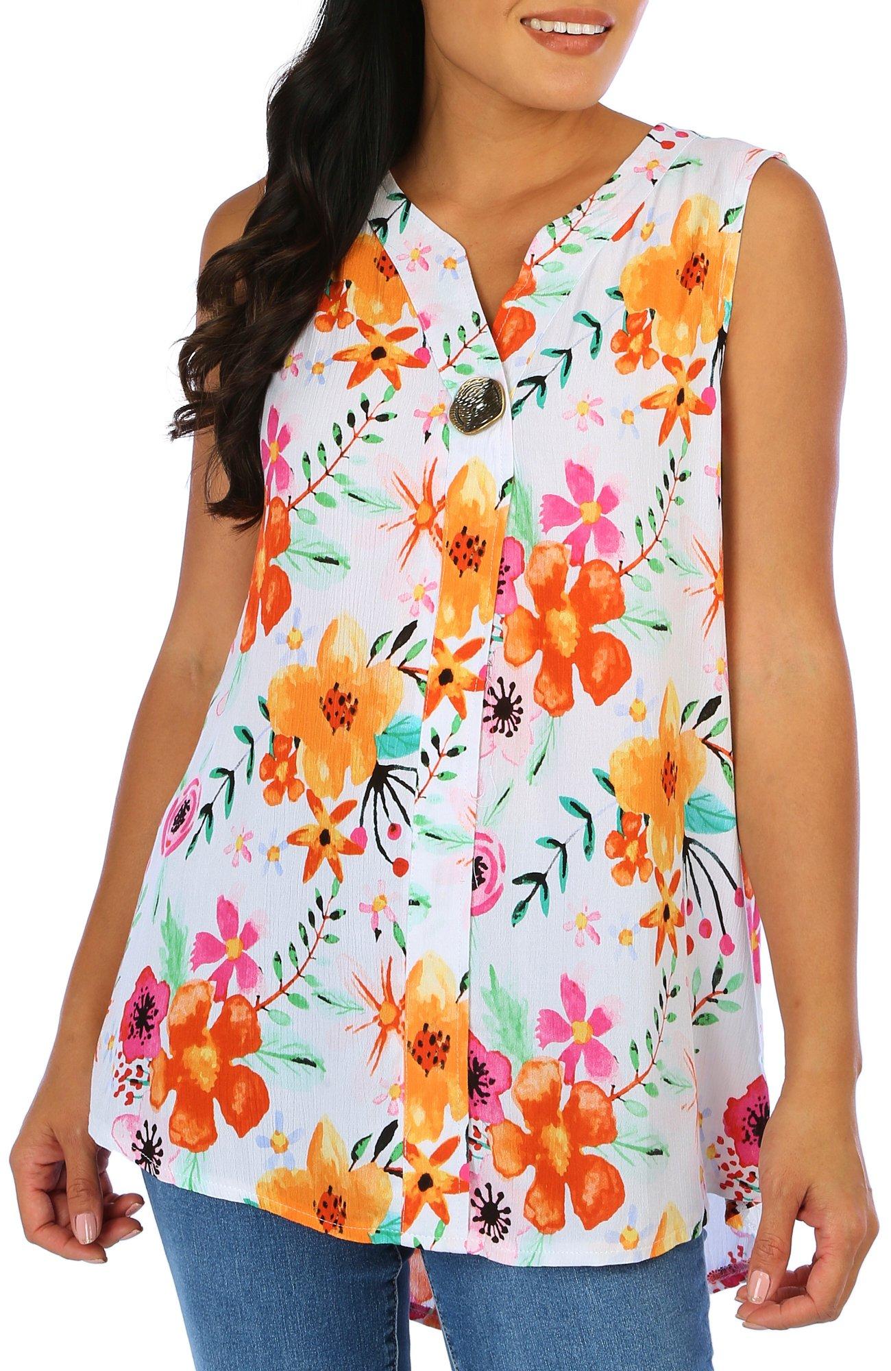 Womens Floral Sleeveless Top