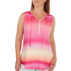 Fresh Womens Ombre Front Tie Sleeveless Top