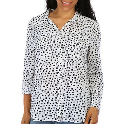Juniper + Lime Womens Dots 3/4 Sleeve Silky Stretch Top