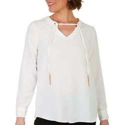 NY Collection Womens Solid Peasent 3/4 Sleeve Top