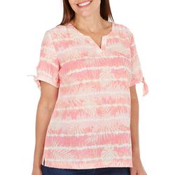 Coral Bay Womens Frond Tie Sleeve Short Sleeve Top