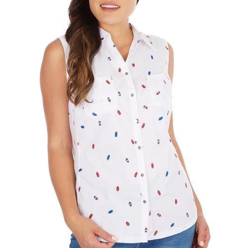 Coral Bay Womens Americana Popsicles Sleeveless Top