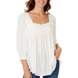 Cure Apparel Womens Solid Guaze 3/4 Sleeve Top