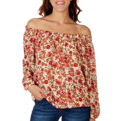 Cure Apparel Womens Floral Off The Shoulder 3/4