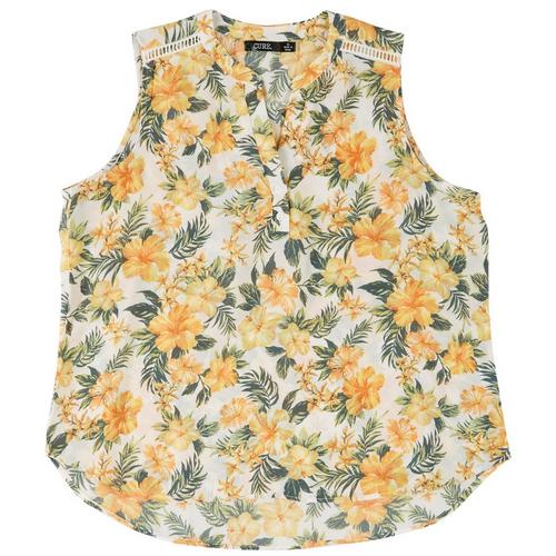 Cure Apparel Womens Tropical Button Sleeveless Top