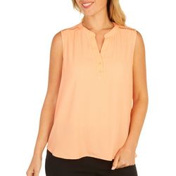 Cure Apparel Womens Solid Lace Sleeveless Shirt
