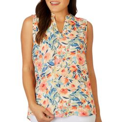 Womens Floral Pattern Sleeveless Blouse