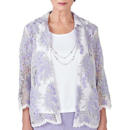 Alfred Dunner Womens Floral Lace Two For One