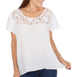 Juniper + Lime Womens Lace and Short Flutter Sleeve Top