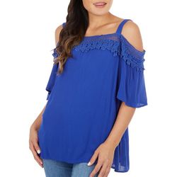 Hailey Lyn Womens Solid Off The Shoulder 3/4 Sleeve Top
