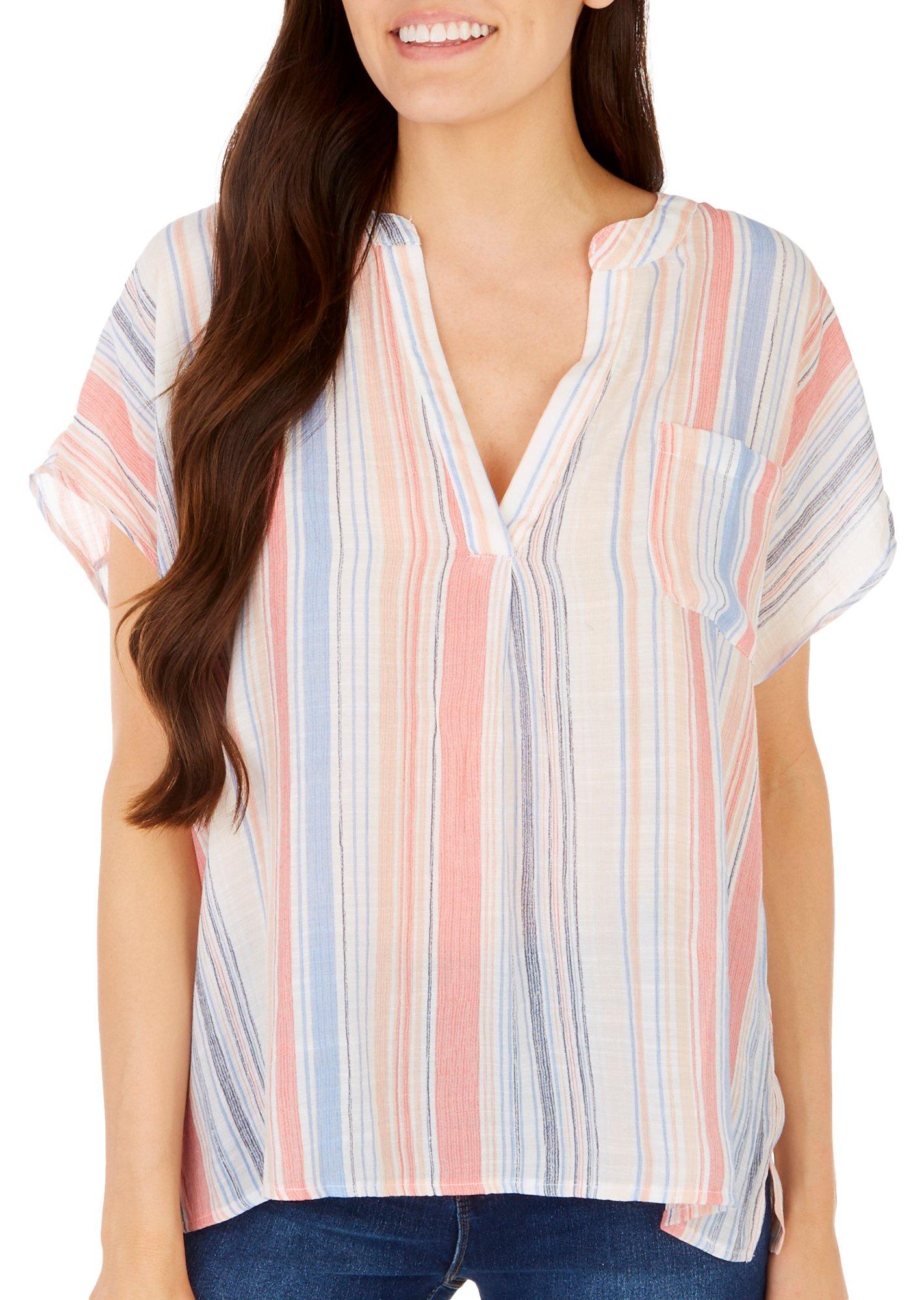Womens Striped Galiano Short Sleeve Dolman Top
