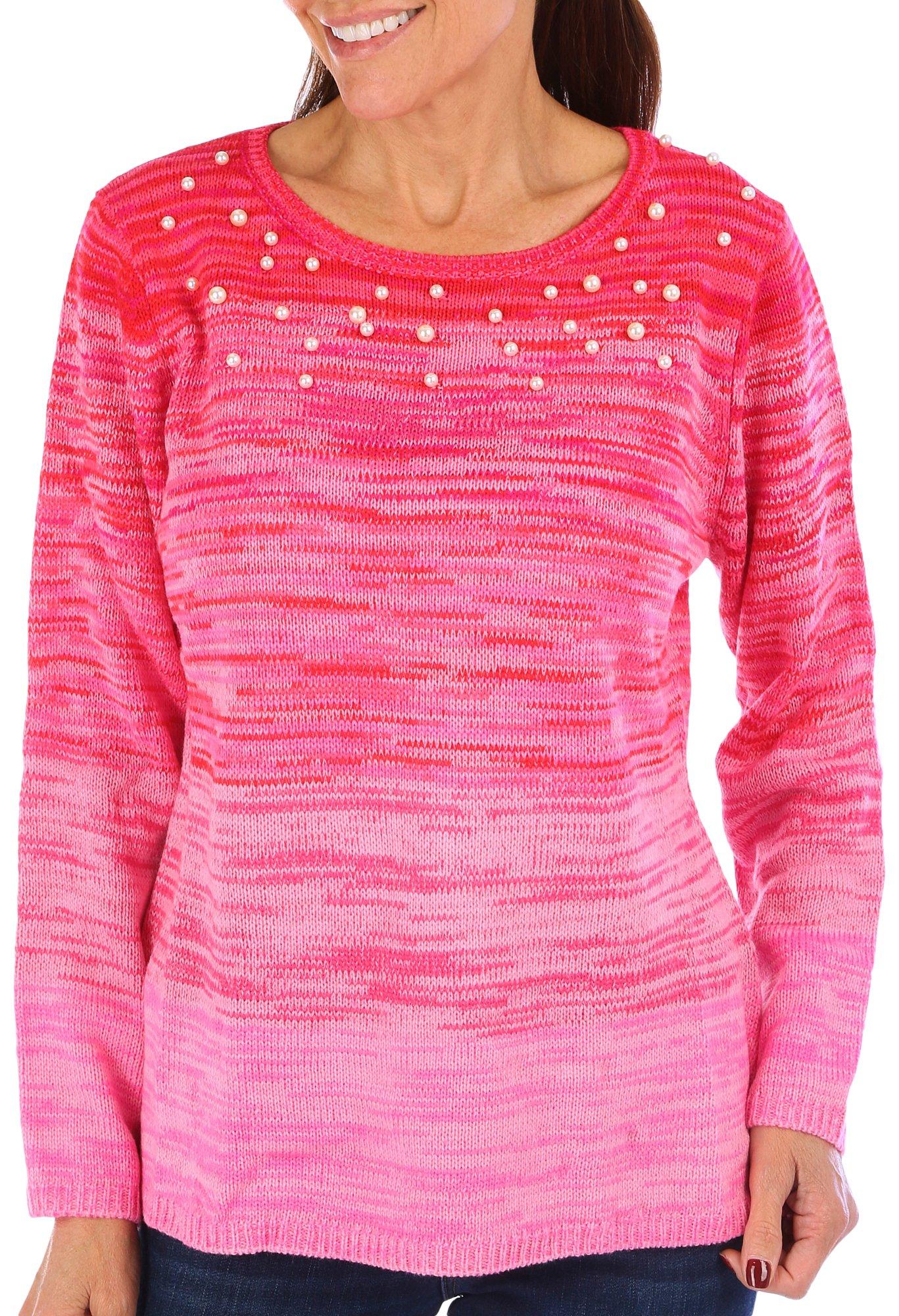 Heritage Charm Womens Ombre Pearl Long Sleeve Sweater