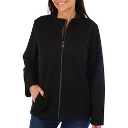 Coral Bay Womens Textured Full Front Zip Jacket