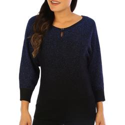 Womens Keyhole Glitz and Glam Long Sleeve Sweater