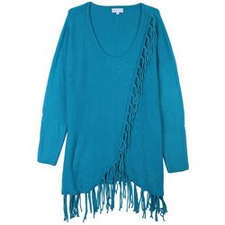 Birch NY Womens Jewel Neck Fringe Long Sleeve Sweater