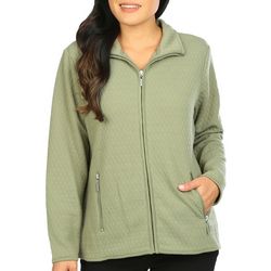 Coral Bay Womens Textured Full Front Zip Jacket