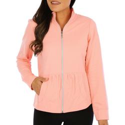 Womens Full Zip Ruched Pocket Jacket