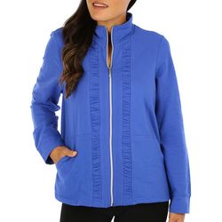 Coral Bay Womens Full Zip Ruched Panel Jacket