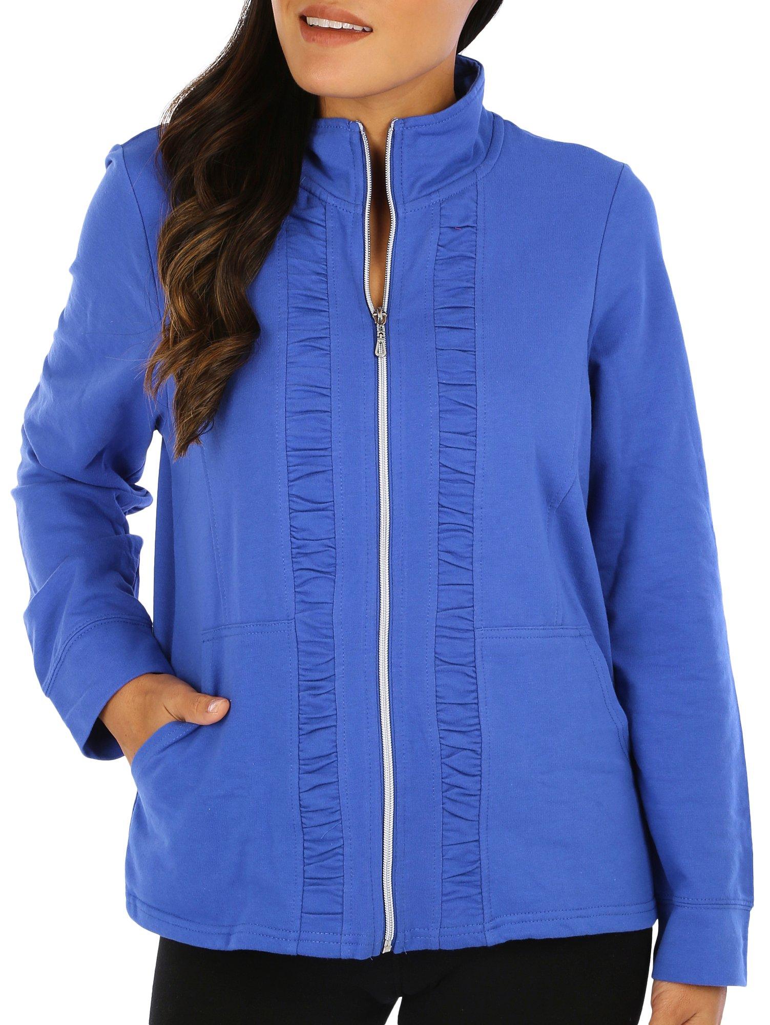 Womens Full Zip Ruched Panel Jacket