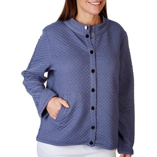 Coral Bay Womens Textured Snap Button Jacket