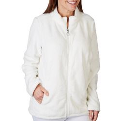 Coral Bay Womens Solid Cozy Full Zipper Jacket