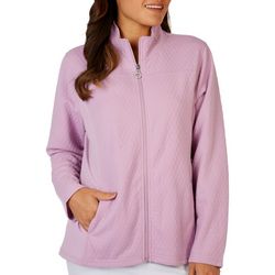 Womens Textured Full Zip Side Stretch Panel Jacket
