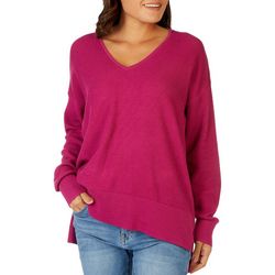 Colour Eighteen Womens Solid Waffle Knit V Neck Sweater