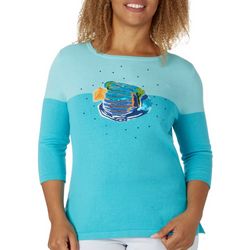 Womens Embroidered Tropical Fish Sweater