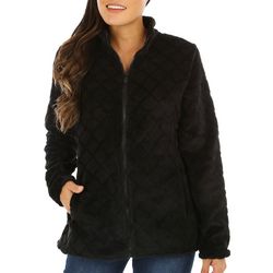Coral Bay Womens Full Zip Large Check Fleece Jacket
