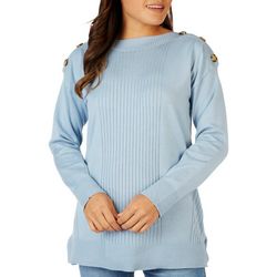 Cable & Gauge Womens Solid Panel Ribbed Tunic Sweater