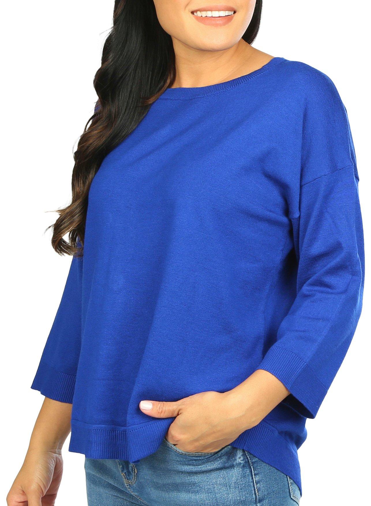 Womens 3/4 Sleeve Button Back Sweater