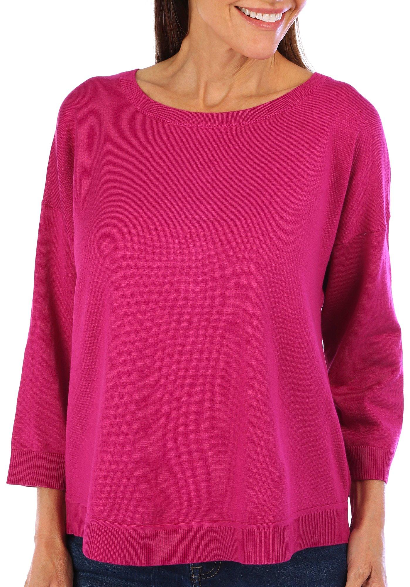 Cable & Gauge Womens 3/4 Sleeve Button Back Sweater