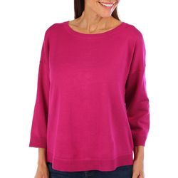 Tint & Shadow Womens 3/4 Sleeve Button Back Sweater