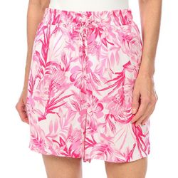 Juniper + Lime Womens Tropical Foliage Print Shorts