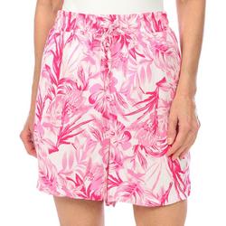 Womens Tropical Foliage Print Shorts