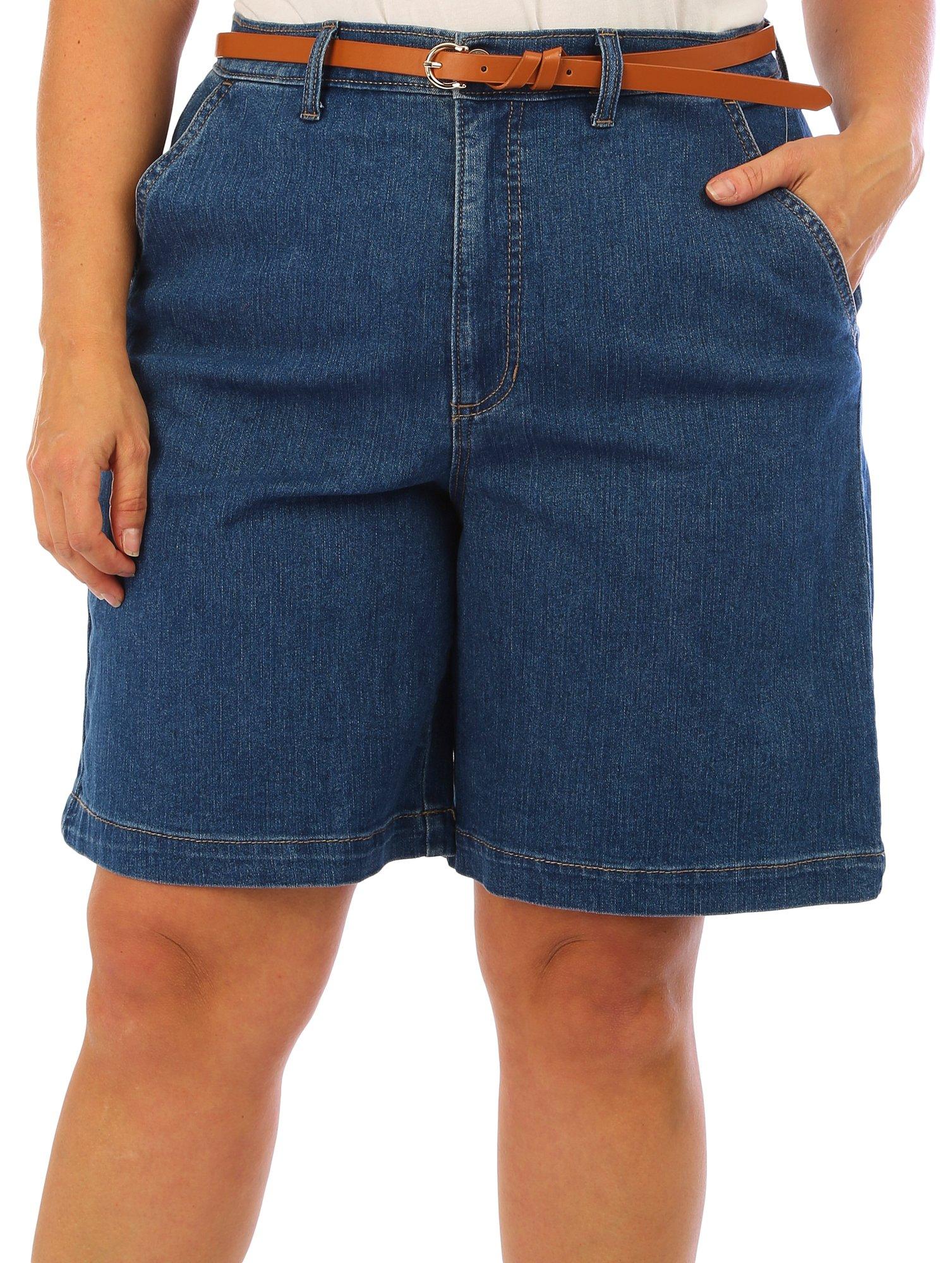Womens 9 in. Belted Trouser Shorts