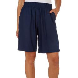 Womens Solid Linen Shorts