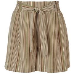 Soho Womens 5 in. Striped Smock Waist Tie Front Shorts