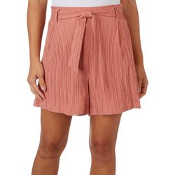 Soho Womens 5 in. Solid Pleated Smock Waist Tie Front Shorts