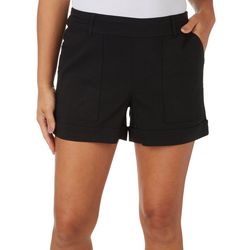 Soho Womens 3 in. Solid Cuffed Pocket Pull On Shorts